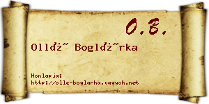 Ollé Boglárka névjegykártya